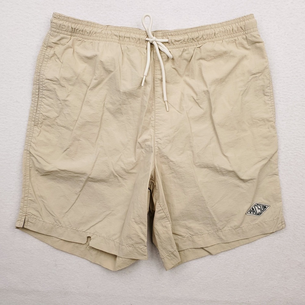 Pacsun Shorts Mens Medium Khaki Tan‎ Swim Trunks Bathing Suit Swimsuit Beach